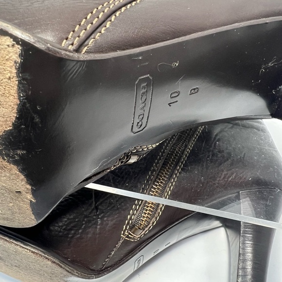 Coach Nancie Dark Brown Leather Zip Up Boot Made in Italy Womens size 10 - Picture 4 of 9